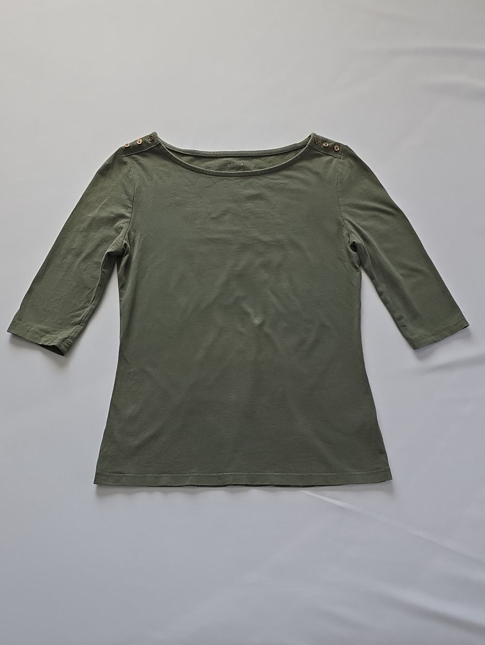 A New Day 3/4th Boatneck Olive Green Shirt Size M